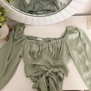 Aqua Wraparound Crop Top